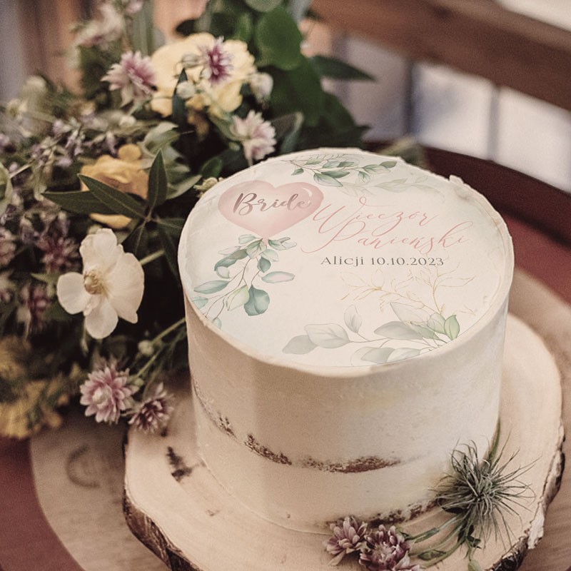 Opłatek na tort panieński botaniczny bride